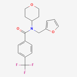 molecular formula C18H18F3NO3 B2979643 N-(furan-2-ylmethyl)-N-(tetrahydro-2H-pyran-4-yl)-4-(trifluoromethyl)benzamide CAS No. 1448132-42-0