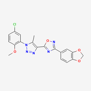 molecular formula C19H14ClN5O4 B2979647 3-(苯并[d][1,3]二氧杂环-5-基)-5-(1-(5-氯-2-甲氧基苯基)-5-甲基-1H-1,2,3-三唑-4-基)-1,2,4-恶二唑 CAS No. 951577-14-3