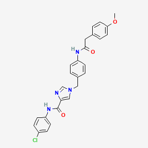 molecular formula C26H23ClN4O3 B2979649 N-(4-氯苯基)-1-(4-(2-(4-甲氧基苯基)乙酰氨基)苄基)-1H-咪唑-4-甲酰胺 CAS No. 1251697-97-8