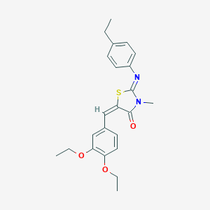 molecular formula C23H26N2O3S B297965 5-(3,4-Diethoxybenzylidene)-2-[(4-ethylphenyl)imino]-3-methyl-1,3-thiazolidin-4-one 