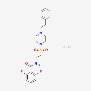 molecular formula C21H26ClF2N3O3S B2979652 2,6-difluoro-N-(2-((4-phenethylpiperazin-1-yl)sulfonyl)ethyl)benzamide hydrochloride CAS No. 1329632-31-6