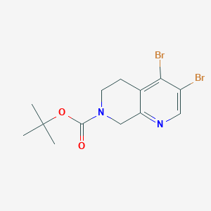 molecular formula C13H16Br2N2O2 B2979658 Tert-butyl 3,4-dibromo-6,8-dihydro-5H-1,7-naphthyridine-7-carboxylate CAS No. 2361634-05-9