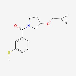 molecular formula C16H21NO2S B2979663 (3-(Cyclopropylmethoxy)pyrrolidin-1-yl)(3-(methylthio)phenyl)methanone CAS No. 2034607-50-4