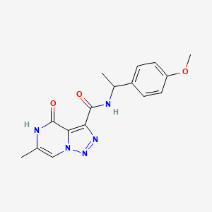 molecular formula C16H17N5O3 B2979668 N-[1-(4-methoxyphenyl)ethyl]-6-methyl-4-oxo-4,5-dihydro[1,2,3]triazolo[1,5-a]pyrazine-3-carboxamide CAS No. 1775309-05-1