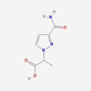 molecular formula C7H9N3O3 B2979673 2-(3-氨基甲酰基-1H-吡唑-1-基)丙酸 CAS No. 1006484-42-9