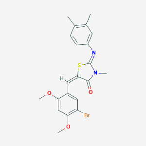 molecular formula C21H21BrN2O3S B297968 (2E,5E)-5-(5-bromo-2,4-dimethoxybenzylidene)-2-[(3,4-dimethylphenyl)imino]-3-methyl-1,3-thiazolidin-4-one 