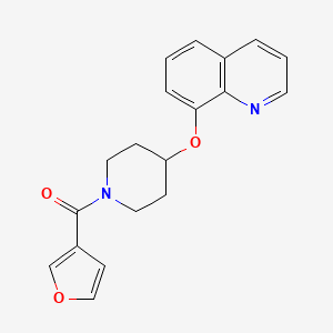 molecular formula C19H18N2O3 B2979694 Furan-3-yl(4-(quinolin-8-yloxy)piperidin-1-yl)methanone CAS No. 2034277-60-4