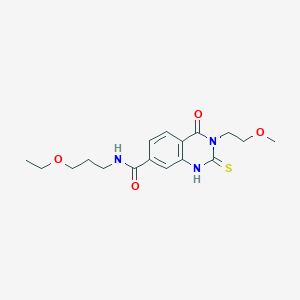 molecular formula C17H23N3O4S B2979698 N-(3-ethoxypropyl)-3-(2-methoxyethyl)-4-oxo-2-sulfanylidene-1H-quinazoline-7-carboxamide CAS No. 422278-02-2
