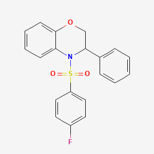 molecular formula C20H16FNO3S B2979700 4-[(4-氟苯基)磺酰基]-3-苯基-3,4-二氢-2H-1,4-苯并恶嗪 CAS No. 478048-65-6