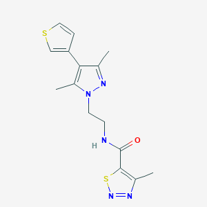 molecular formula C15H17N5OS2 B2979704 N-(2-(3,5-dimethyl-4-(thiophen-3-yl)-1H-pyrazol-1-yl)ethyl)-4-methyl-1,2,3-thiadiazole-5-carboxamide CAS No. 2034507-83-8