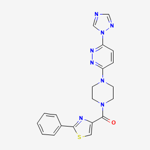 molecular formula C20H18N8OS B2979723 (4-(6-(1H-1,2,4-三唑-1-基)哒嗪-3-基)哌嗪-1-基)(2-苯并噻唑-4-基)甲酮 CAS No. 2034261-12-4