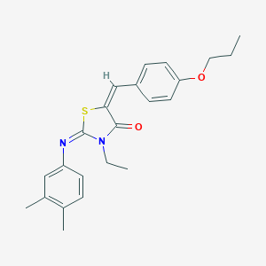 molecular formula C23H26N2O2S B297973 2-[(3,4-Dimethylphenyl)imino]-3-ethyl-5-(4-propoxybenzylidene)-1,3-thiazolidin-4-one 