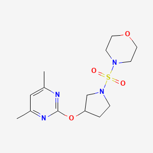 molecular formula C14H22N4O4S B2979746 4-((3-((4,6-Dimethylpyrimidin-2-yl)oxy)pyrrolidin-1-yl)sulfonyl)morpholine CAS No. 2034620-59-0