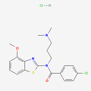 molecular formula C20H23Cl2N3O2S B2979768 4-氯-N-(3-(二甲氨基)丙基)-N-(4-甲氧基苯并[d]噻唑-2-基)苯甲酰胺盐酸盐 CAS No. 1215724-56-3