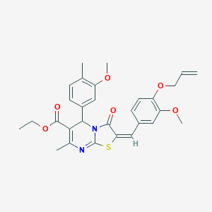 molecular formula C29H30N2O6S B297982 ethyl 2-[4-(allyloxy)-3-methoxybenzylidene]-5-(3-methoxy-4-methylphenyl)-7-methyl-3-oxo-2,3-dihydro-5H-[1,3]thiazolo[3,2-a]pyrimidine-6-carboxylate 