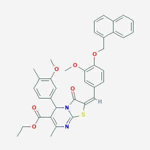 molecular formula C37H34N2O6S B297983 ethyl 5-(3-methoxy-4-methylphenyl)-2-[3-methoxy-4-(1-naphthylmethoxy)benzylidene]-7-methyl-3-oxo-2,3-dihydro-5H-[1,3]thiazolo[3,2-a]pyrimidine-6-carboxylate 
