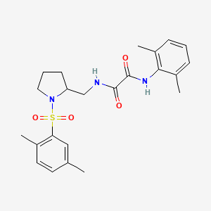 molecular formula C23H29N3O4S B2979836 N1-(2,6-dimethylphenyl)-N2-((1-((2,5-dimethylphenyl)sulfonyl)pyrrolidin-2-yl)methyl)oxalamide CAS No. 896289-94-4