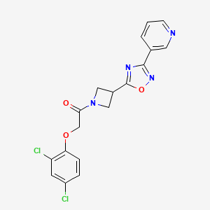 molecular formula C18H14Cl2N4O3 B2979839 2-(2,4-二氯苯氧基)-1-(3-(3-(吡啶-3-基)-1,2,4-恶二唑-5-基)氮杂环丁-1-基)乙酮 CAS No. 1324679-30-2