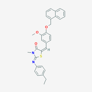 molecular formula C31H28N2O3S B297984 2-[(4-Ethylphenyl)imino]-5-[3-methoxy-4-(1-naphthylmethoxy)benzylidene]-3-methyl-1,3-thiazolidin-4-one 