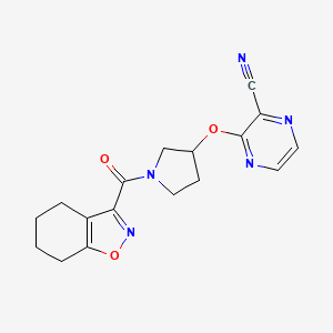 molecular formula C17H17N5O3 B2979843 3-((1-(4,5,6,7-Tetrahydrobenzo[d]isoxazole-3-carbonyl)pyrrolidin-3-yl)oxy)pyrazine-2-carbonitrile CAS No. 2034561-56-1
