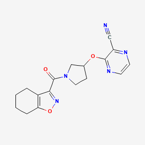 molecular formula C17H17N5O3 B2979843 3-((1-(4,5,6,7-四氢苯并[d]异恶唑-3-羰基)吡咯烷-3-基)氧基)吡嗪-2-甲腈 CAS No. 2034561-56-1