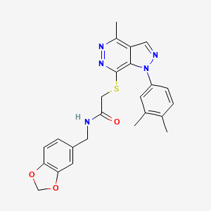 molecular formula C24H23N5O3S B2979856 N-(benzo[d][1,3]dioxol-5-ylmethyl)-2-((1-(3,4-dimethylphenyl)-4-methyl-1H-pyrazolo[3,4-d]pyridazin-7-yl)thio)acetamide CAS No. 1105203-45-9