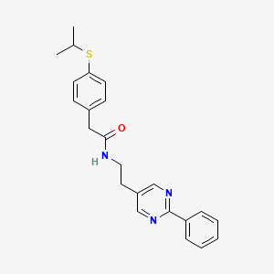 molecular formula C23H25N3OS B2979858 2-(4-(isopropylthio)phenyl)-N-(2-(2-phenylpyrimidin-5-yl)ethyl)acetamide CAS No. 2034482-80-7