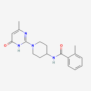 molecular formula C18H22N4O2 B2979877 2-甲基-N-(1-(4-甲基-6-氧代-1,6-二氢嘧啶-2-基)哌啶-4-基)苯甲酰胺 CAS No. 2034275-53-9