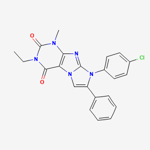 molecular formula C22H18ClN5O2 B2979879 8-(4-chlorophenyl)-3-ethyl-1-methyl-7-phenyl-1H-imidazo[2,1-f]purine-2,4(3H,8H)-dione CAS No. 896298-44-5