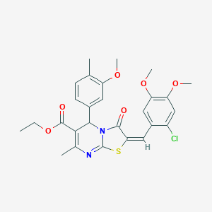 molecular formula C27H27ClN2O6S B297988 ethyl 2-(2-chloro-4,5-dimethoxybenzylidene)-5-(3-methoxy-4-methylphenyl)-7-methyl-3-oxo-2,3-dihydro-5H-[1,3]thiazolo[3,2-a]pyrimidine-6-carboxylate 