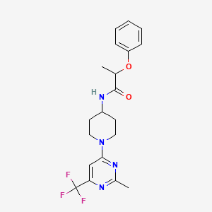 molecular formula C20H23F3N4O2 B2979880 N-{1-[2-甲基-6-(三氟甲基)嘧啶-4-基]哌啶-4-基}-2-苯氧基丙酰胺 CAS No. 1775557-28-2