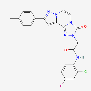 N-(2-chloro-4-fluorophenyl)-2-[11-(4-methylphenyl)-5-oxo-3,4,6,9,10-pentazatricyclo[7.3.0.02,6]dodeca-1(12),2,7,10-tetraen-4-yl]acetamide