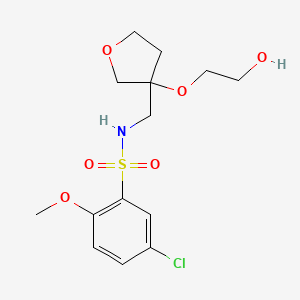 molecular formula C14H20ClNO6S B2979913 5-chloro-N-((3-(2-hydroxyethoxy)tetrahydrofuran-3-yl)methyl)-2-methoxybenzenesulfonamide CAS No. 2310122-75-7
