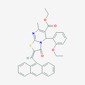 molecular formula C33H28N2O4S B297992 ethyl 2-(9-anthrylmethylene)-5-(2-ethoxyphenyl)-7-methyl-3-oxo-2,3-dihydro-5H-[1,3]thiazolo[3,2-a]pyrimidine-6-carboxylate 