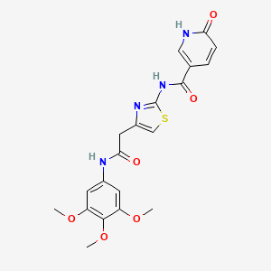 molecular formula C20H20N4O6S B2979926 6-oxo-N-(4-(2-oxo-2-((3,4,5-trimethoxyphenyl)amino)ethyl)thiazol-2-yl)-1,6-dihydropyridine-3-carboxamide CAS No. 946337-33-3