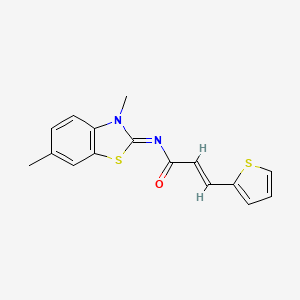 molecular formula C16H14N2OS2 B2979931 (2E,NE)-N-(3,6-dimethylbenzo[d]thiazol-2(3H)-ylidene)-3-(thiophen-2-yl)acrylamide CAS No. 477294-94-3