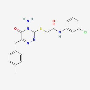 molecular formula C19H18ClN5O2S B2979951 2-((4-amino-6-(4-methylbenzyl)-5-oxo-4,5-dihydro-1,2,4-triazin-3-yl)thio)-N-(3-chlorophenyl)acetamide CAS No. 886957-88-6