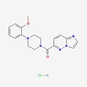 molecular formula C18H20ClN5O2 B2979958 1-{Imidazo[1,2-b]pyridazine-6-carbonyl}-4-(2-methoxyphenyl)piperazine hydrochloride CAS No. 2415509-56-5