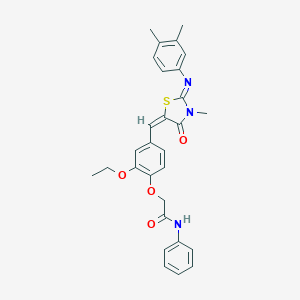 molecular formula C29H29N3O4S B297996 2-[4-({2-[(3,4-dimethylphenyl)imino]-3-methyl-4-oxo-1,3-thiazolidin-5-ylidene}methyl)-2-ethoxyphenoxy]-N-phenylacetamide 