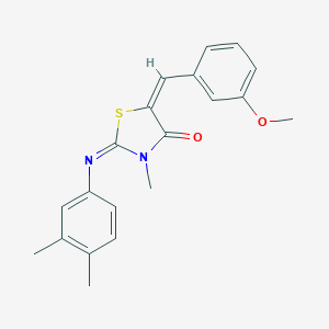 molecular formula C20H20N2O2S B297998 2-[(3,4-Dimethylphenyl)imino]-5-(3-methoxybenzylidene)-3-methyl-1,3-thiazolidin-4-one 