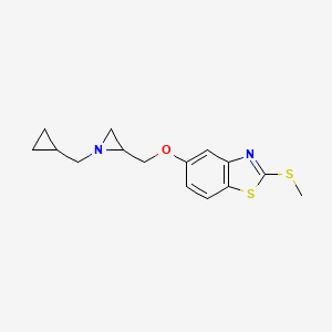 molecular formula C15H18N2OS2 B2979980 5-[[1-(Cyclopropylmethyl)aziridin-2-yl]methoxy]-2-methylsulfanyl-1,3-benzothiazole CAS No. 2418704-91-1