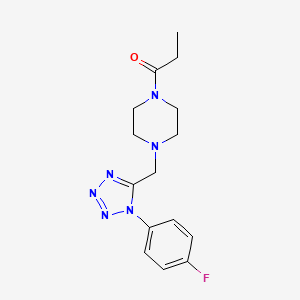 molecular formula C15H19FN6O B2979984 1-(4-((1-(4-fluorophenyl)-1H-tetrazol-5-yl)methyl)piperazin-1-yl)propan-1-one CAS No. 1049387-72-5