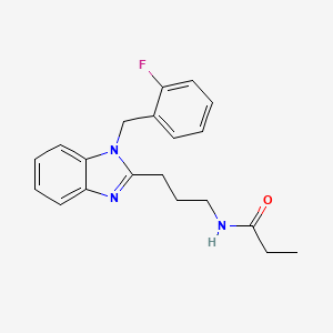 molecular formula C20H22FN3O B2979987 N-(3-{1-[(2-fluorophenyl)methyl]benzimidazol-2-yl}propyl)propanamide CAS No. 850923-94-3