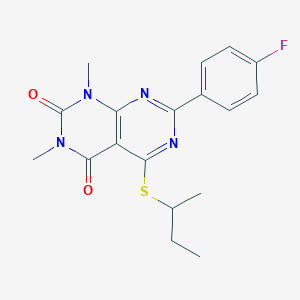 molecular formula C18H19FN4O2S B2979990 5-(sec-butylthio)-7-(4-fluorophenyl)-1,3-dimethylpyrimido[4,5-d]pyrimidine-2,4(1H,3H)-dione CAS No. 852169-61-0