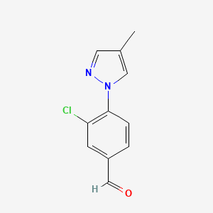 molecular formula C11H9ClN2O B2979996 3-chloro-4-(4-methyl-1H-pyrazol-1-yl)benzaldehyde CAS No. 1541538-18-4