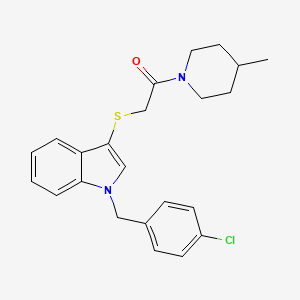 molecular formula C23H25ClN2OS B2979998 2-((1-(4-chlorobenzyl)-1H-indol-3-yl)thio)-1-(4-methylpiperidin-1-yl)ethanone CAS No. 450349-30-1