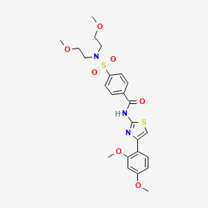 molecular formula C24H29N3O7S2 B2980000 4-[bis(2-methoxyethyl)sulfamoyl]-N-[4-(2,4-dimethoxyphenyl)-1,3-thiazol-2-yl]benzamide CAS No. 393839-03-7