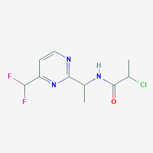 molecular formula C10H12ClF2N3O B2980003 2-Chloro-N-[1-[4-(difluoromethyl)pyrimidin-2-yl]ethyl]propanamide CAS No. 2411195-38-3