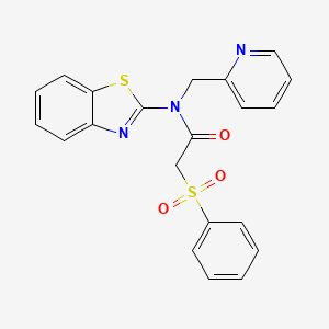 molecular formula C21H17N3O3S2 B2980007 N-(benzo[d]thiazol-2-yl)-2-(phenylsulfonyl)-N-(pyridin-2-ylmethyl)acetamide CAS No. 898351-17-2