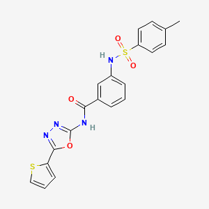 molecular formula C20H16N4O4S2 B2980017 3-(4-甲苯磺酰胺基)-N-(5-(噻吩-2-基)-1,3,4-恶二唑-2-基)苯甲酰胺 CAS No. 886896-50-0